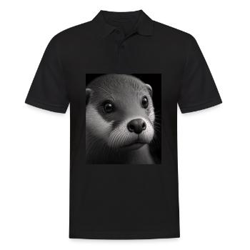Fashionable Otter Design Cool Sea Otter With Blue - Männer Poloshirt - Schwarz - Vorne - Kai (181cm)