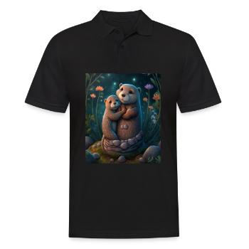 Cute Baby Otter Mother's Love Otter Baby - Männer Poloshirt - Schwarz - Vorne - Kai (181cm)