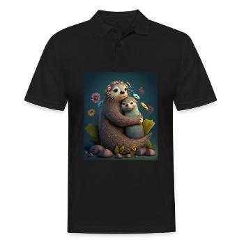 Cute Baby Otter Mother's Love Otter Baby - Männer Poloshirt - Schwarz - Vorne - Kai (181cm)