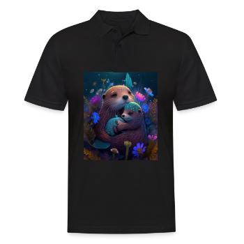 Cute Baby Otter Mother's Love Otter Baby - Männer Poloshirt - Schwarz - Vorne - Kai (181cm)