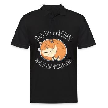 Das Dickerchen macht ein Nickerchen Katze Schlafen - Männer Poloshirt - Schwarz - Vorne - Kai (181cm)