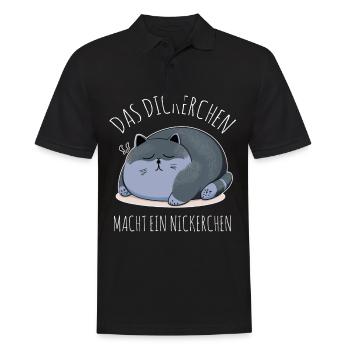 Das Dickerchen macht ein Nickerchen Katze Schlafen - Männer Poloshirt - Schwarz - Vorne - Kai (181cm)