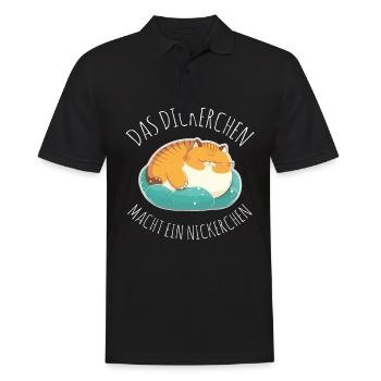 Das Dickerchen macht ein Nickerchen Katze Schlafen - Männer Poloshirt - Schwarz - Vorne - Kai (181cm)