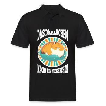 Das Dickerchen macht ein Nickerchen Katze Schlafen - Männer Poloshirt - Schwarz - Vorne - Kai (181cm)