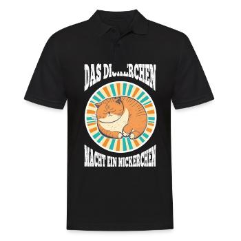 Das Dickerchen macht ein Nickerchen Katze Schlafen - Männer Poloshirt - Schwarz - Vorne - Kai (181cm)