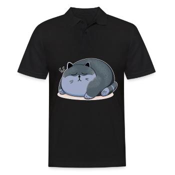 Sleeping Fat Cat Chemise de sommeil Chemise en câlin - Polo Homme - noir - Devant - Kai (181cm)