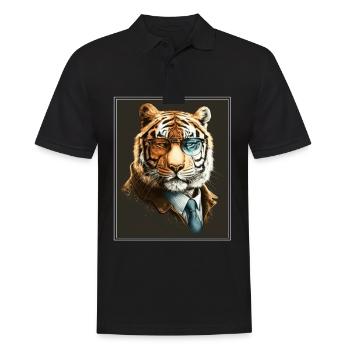 Bengalischer Tiger Katze Boss Chef Raubkatze - Männer Poloshirt - Schwarz - Vorne - Kai (181cm)