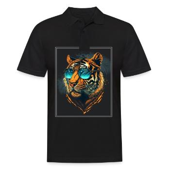 Bengalischer Tiger Katze Boss Chef Raubkatze - Männer Poloshirt - Schwarz - Vorne - Kai (181cm)