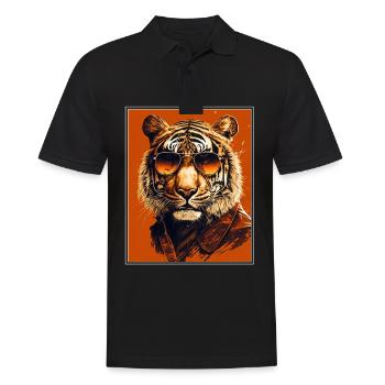 Bengalischer Tiger Katze Boss Chef Raubkatze - Männer Poloshirt - Schwarz - Vorne - Kai (181cm)