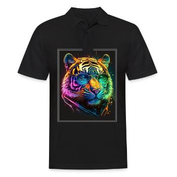 Bengal Tiger Cat Boss Chef Big Cat Neon - Men's Polo Shirt - black - Front - Kai (181cm)