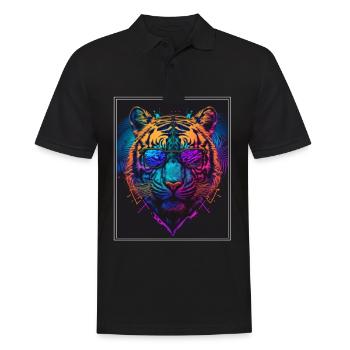 Bengal Tiger Cat Boss Chef Big Cat Neon - Men's Polo Shirt - black - Front - Kai (181cm)