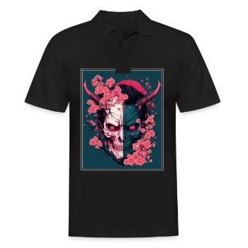 Japanisch Japan Kischblüte Dämon Abstrakt Neon - Männer Poloshirt - Schwarz - Vorne - Kai (181cm)
