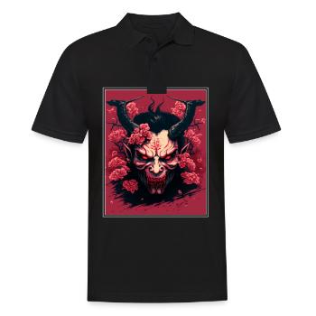 Japanisch Japan Kischblüte Dämon Abstrakt Neon - Männer Poloshirt - Schwarz - Vorne - Kai (181cm)