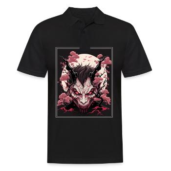 Japanisch Japan Kischblüte Dämon Abstrakt Neon - Männer Poloshirt - Schwarz - Vorne - Kai (181cm)