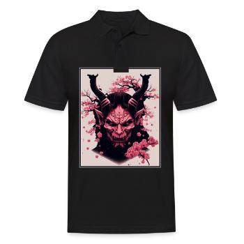Japanisch Japan Kischblüte Dämon Abstrakt Neon - Männer Poloshirt - Schwarz - Vorne - Kai (181cm)