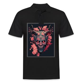 Japanisch Japan Kischblüte Dämon Abstrakt Neon - Männer Poloshirt - Schwarz - Vorne - Kai (181cm)