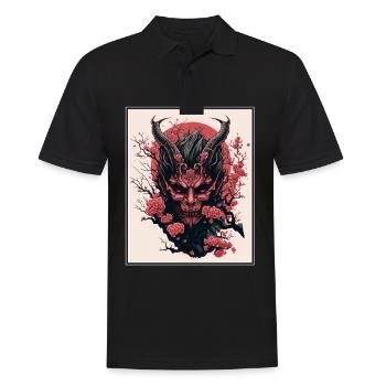 Japanisch Japan Kischblüte Dämon Abstrakt Neon - Männer Poloshirt - Schwarz - Vorne - Kai (181cm)