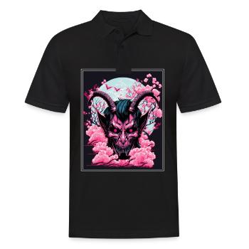 Japanisch Japan Kischblüte Dämon Abstrakt Neon - Männer Poloshirt - Schwarz - Vorne - Kai (181cm)