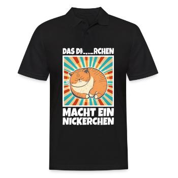 Das Dickerchen macht ein Nickerchen Katze Schlafen - Männer Poloshirt - Schwarz - Vorne - Kai (181cm)
