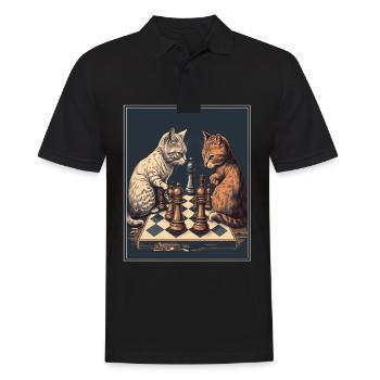 Cats Chess Kitten Chess Player Queen King - Men's Polo Shirt - black - Front - Kai (181cm)