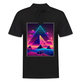 Vaporwave Retro Ägypten Gott Pyramiden Neon - Männer Poloshirt - Schwarz - Vorne - Kai (181cm)