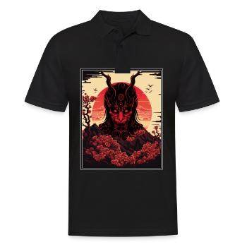 Japon Démon Japonais Cerisier Fleur Montagnes Rétro - Polo Homme - noir - Devant - Kai (181cm)