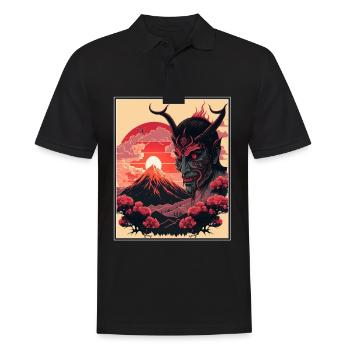 Japon Démon Japonais Cerisier Fleur Montagnes Rétro - Polo Homme - noir - Devant - Kai (181cm)