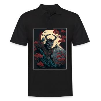 Japon Démon Japonais Cerisier Fleur Montagnes Rétro - Polo Homme - noir - Devant - Kai (181cm)