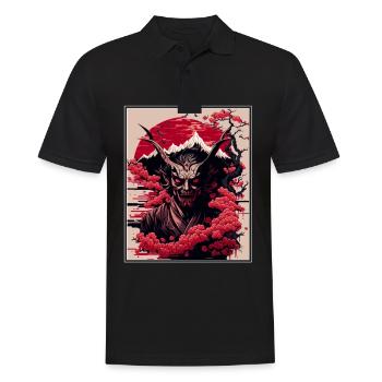 Japon Démon Japonais Cerisier Fleur Montagnes Rétro - Polo Homme - noir - Devant - Kai (181cm)