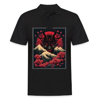 Japon Démon Japonais Cerisier Fleur Montagnes Rétro - Polo Homme - noir - Devant - Kai (181cm)