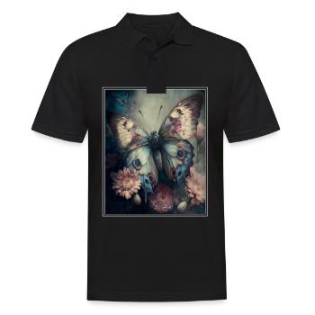Cottagecore Fee Elfe Wald Blumen Schmetterling - Männer Poloshirt - Schwarz - Vorne - Kai (181cm)