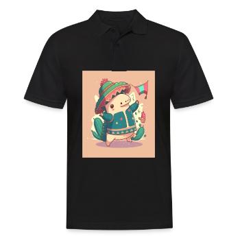 Kawaii Axolotl Dancer Dancing Mexican Axolotl - Männer Poloshirt - Schwarz - Vorne - Kai (181cm)