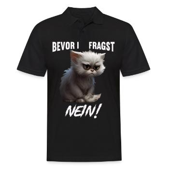 Bevor du fragst Nein - Männer Poloshirt - Schwarz - Vorne - Kai (181cm)
