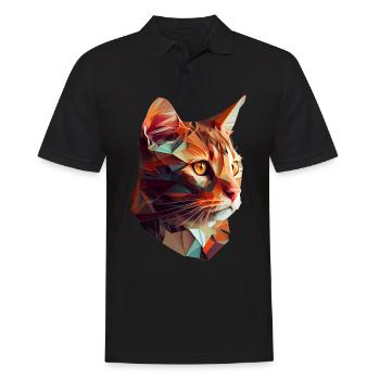 Cat Cats Kitten Polygon Cat - Men's Polo Shirt - black - Front - Kai (181cm)