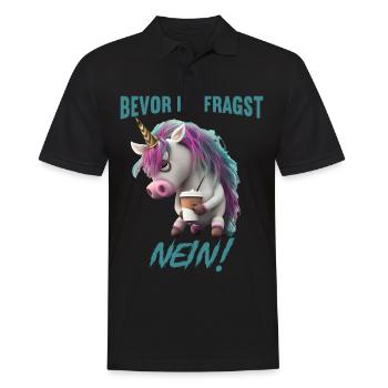 Bevor du fragst Nein - Männer Poloshirt - Schwarz - Vorne - Kai (181cm)