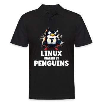 Linux Powered By Penguins - Männer Poloshirt - Schwarz - Vorne - Kai (181cm)