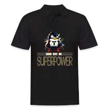 Linux Tux with Sudo Superpower Super-Penguin - Männer Poloshirt - Schwarz - Vorne - Kai (181cm)