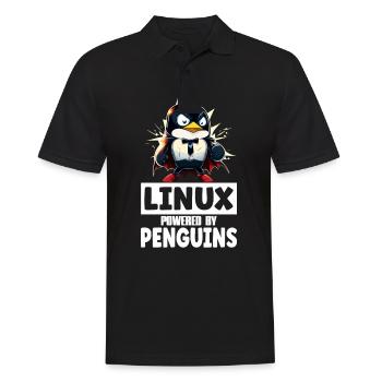 Linux Tux Penguin Powered by Sudo Superhero - Männer Poloshirt - Schwarz - Vorne - Kai (181cm)