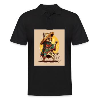 Ocelot Wearing Sombrero Kawaii Dabbing Ocelot - Men's Polo Shirt - black - Front - Kai (181cm)