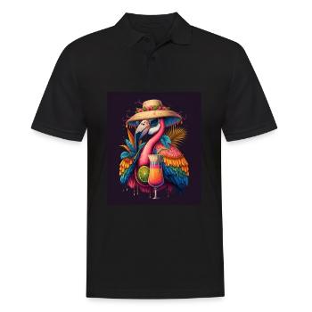 Flamingo Playing Musical Instruments Mexican - Männer Poloshirt - Schwarz - Vorne - Kai (181cm)