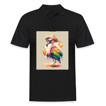 Flamant rose jouant des instruments de musique mexicain - Polo Homme - noir - Devant - Kai (181cm)