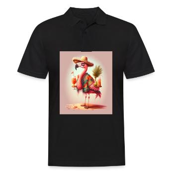 Flamingo Playing Musical Instruments Mexican - Männer Poloshirt - Schwarz - Vorne - Kai (181cm)