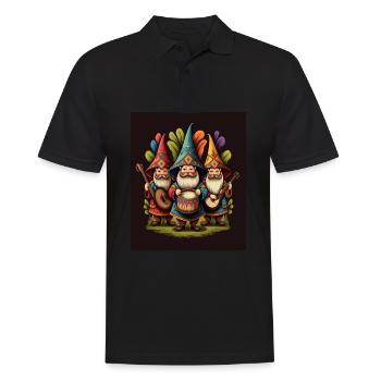 Gnome Playing Musical Instruments Mexican Gnomes - Männer Poloshirt - Schwarz - Vorne - Kai (181cm)