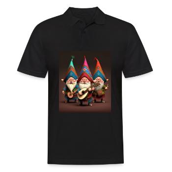 Gnome Playing Musical Instruments Mexican Gnomes - Männer Poloshirt - Schwarz - Vorne - Kai (181cm)