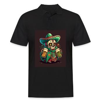 Sugar Skull Wearing Sombrero Drunk Mexican Sugar - Männer Poloshirt - Schwarz - Vorne - Kai (181cm)
