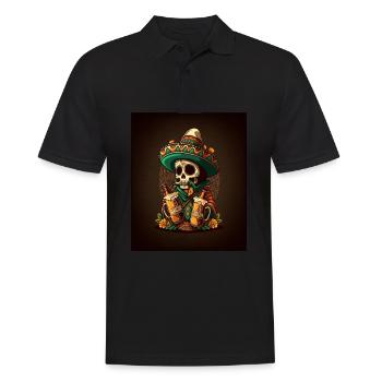 Sugar Skull Wearing Sombrero Drunk Mexican Sugar - Männer Poloshirt - Schwarz - Vorne - Kai (181cm)