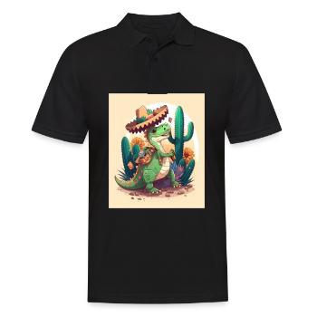 Dinosaur Lover Green Dinosaur Wearing Sombrero - Men's Polo Shirt - black - Front - Kai (181cm)