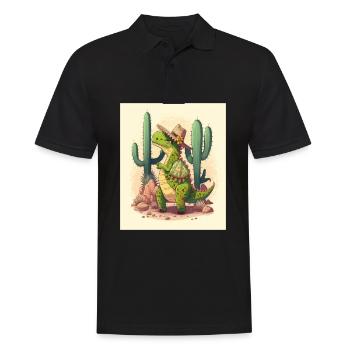 Dinosaur Lover Green Dinosaur Wearing Sombrero - Men's Polo Shirt - black - Front - Kai (181cm)