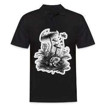 Cottagecore Garden Nature Frog Mushrooms Forest Plant - Men's Polo Shirt - black - Front - Kai (181cm)
