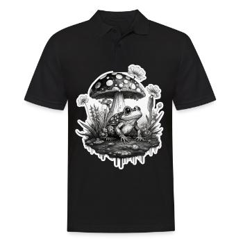 Cottagecore Garden Nature Frog Mushrooms Forest Plant - Polo Homme - noir - Devant - Kai (181cm)